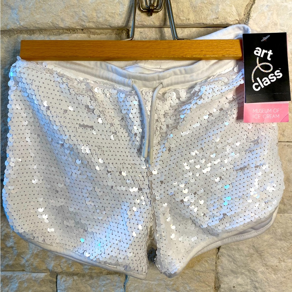 Brand new with tags, Art Class/Museum of Ice Cream, white sequined shorts,m
